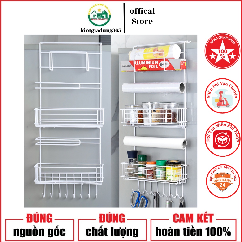Gía Treo Cạnh Bên Hông Tủ Lạnh Đựng Đồ Đa Năng Tiện ích - Kệ Sắt Đăng Treo Đồ Gài Cạnh Tủ Lạnh
