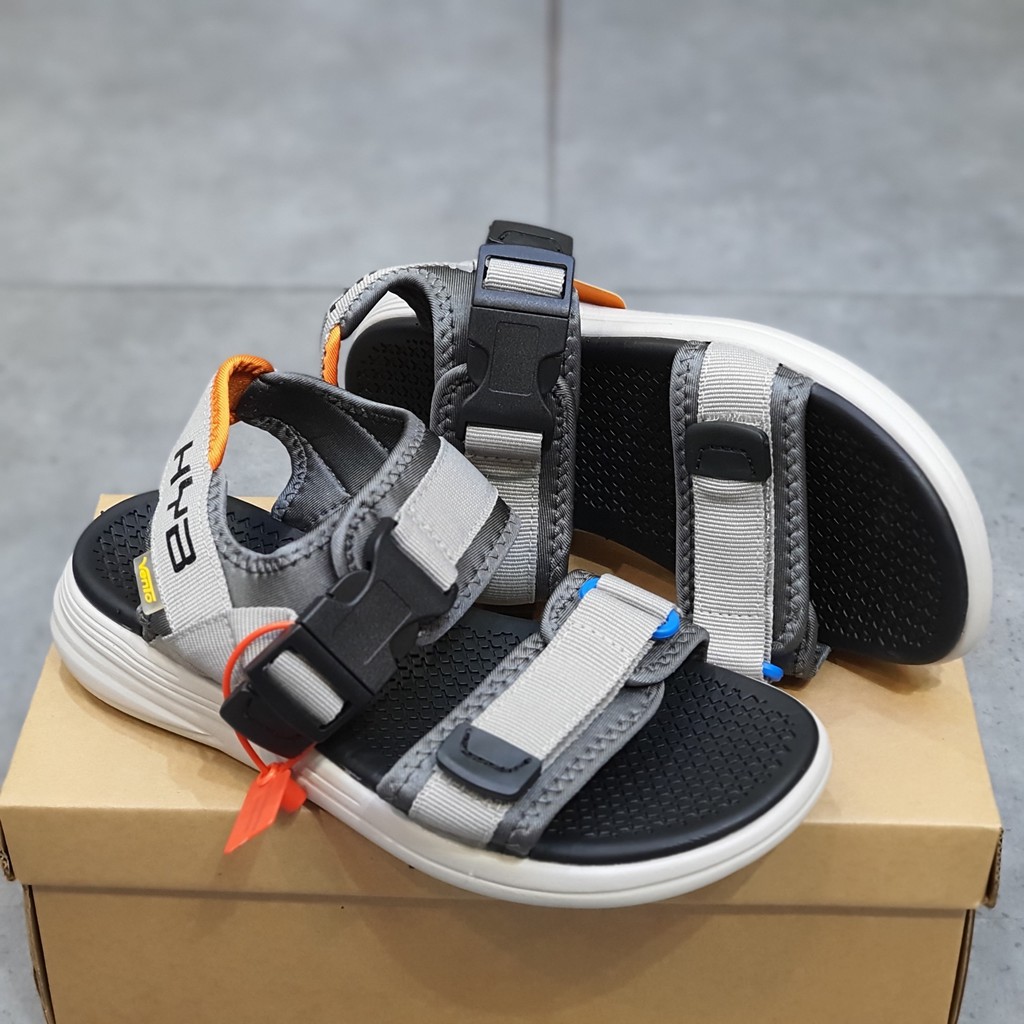 Sandal Vento chính hãng nam nữ NB38 màu xám cam L.GREY ORANGE, Dép quai sau đi học quai dán và quai bấm linh hoạt