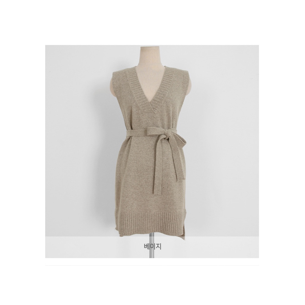 Đầm sơ mi tay dài/Áo khoác dệt kim không tay thời trang thanh lịch cho nữ