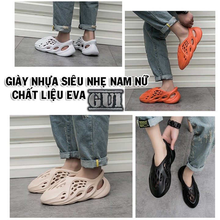 Giày Nhựa siêu nhẹ Nam Nữ GU1 chất liệu eva đi mưa, đi biển thoải mái không thấm nước thoáng khímeomeo