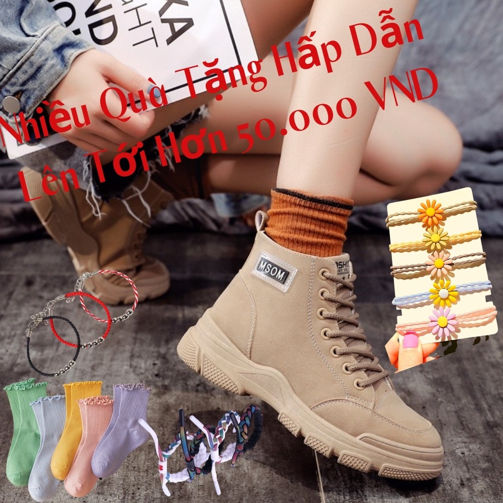 Boot Nữ Cổ Cao GBN01 MSOM Mẫu Mới 2020 Chất Da Lộn Đế Cao Su Đúc Cực Êm Kèm Nhiều Quà Tặng