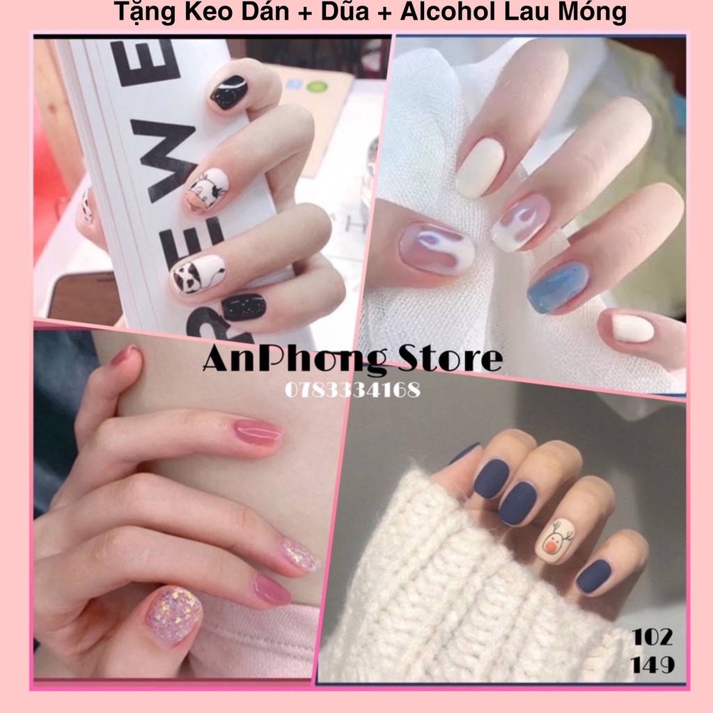 [TẶNG 3 PHỤ KIỆN] SET 24 MÓNG TAY GIẢ TRANG TRÍ NAIL SANG TRỌNG, XINH XẮN APS.