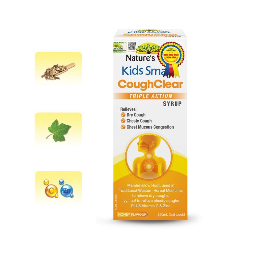Nature's Way Kids Smart Cough Clear Triple Action Syrup - Tăng cường sức khỏe hệ hô hấp, giảm ho, long đờm