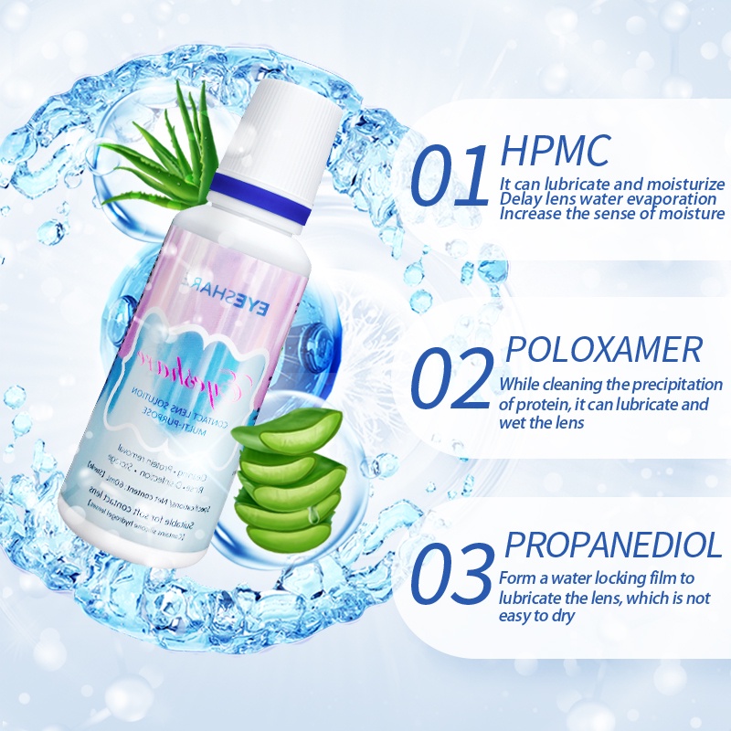 Tinh chất EYESHARE dưỡng ẩm làm sạch kính áp tròng thiết kế dễ mang theo 60ml