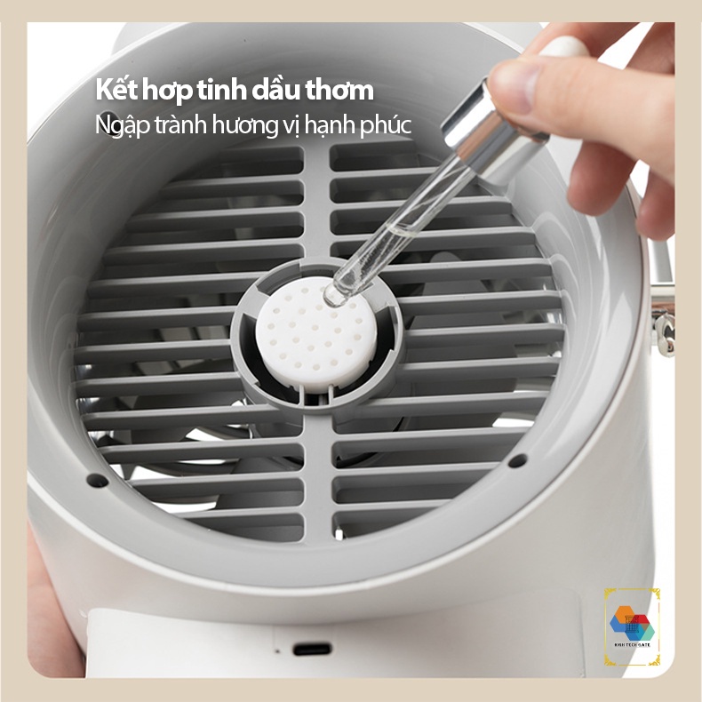 Quạt Để Bàn Cyke F50 Hơi Nước Phun Sương Không Dây Sạc Điện, Để Bàn Văn Phòng Mini Nhỏ Gọn, Kết Hợp Tinh Dầu, Cao Cấp
