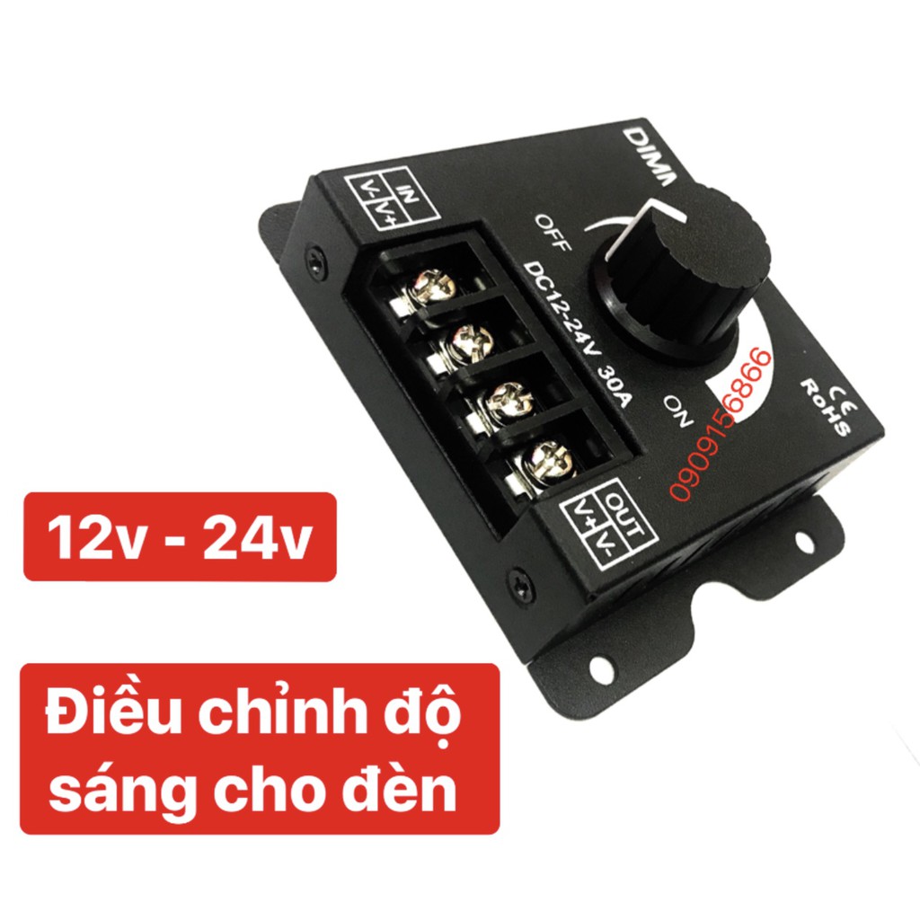 Dimmer điều chỉnh chiết áp độ sáng cho đèn 12v - 24v