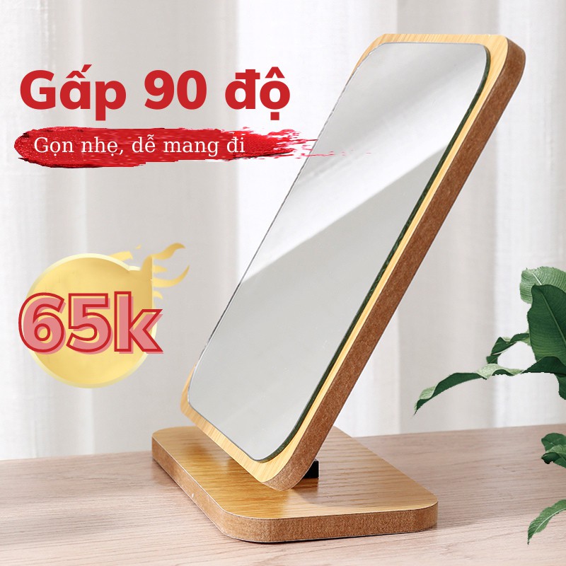 Gương Để Bàn- Gương Gỗ Để Bàn Hàn Quốc - Mila Store