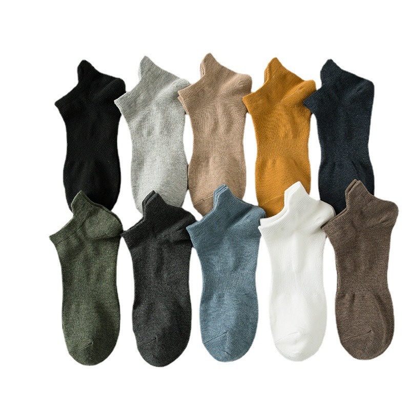 Tất nam cổ ngắn màu trơn chống tuột gót đi mùa hè chất liệu cotton thoáng mát - T039