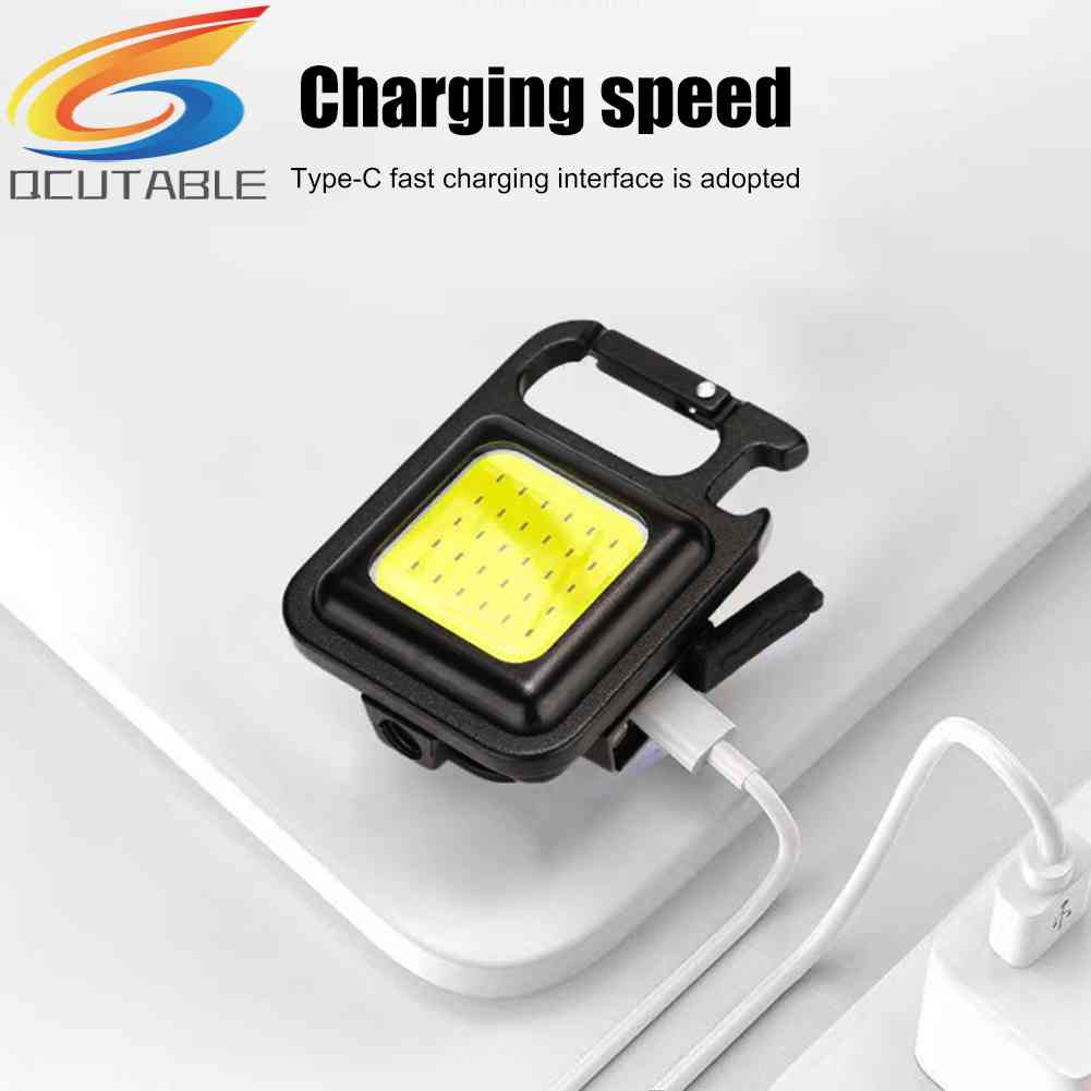 Đèn Pin Mini 6W COB 400lm Chống Thấm Nước Kèm Móc Khóa Tiện Dụng