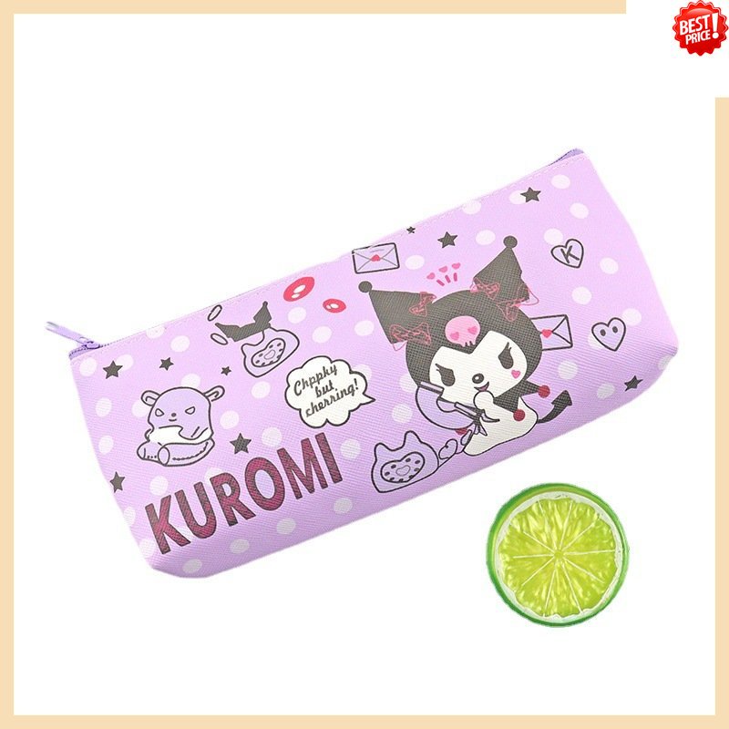SANRIO Hộp Đựng Bút Bằng Da PU Họa Tiết Hoạt Hình Kuromi Melody Đáng Yêu