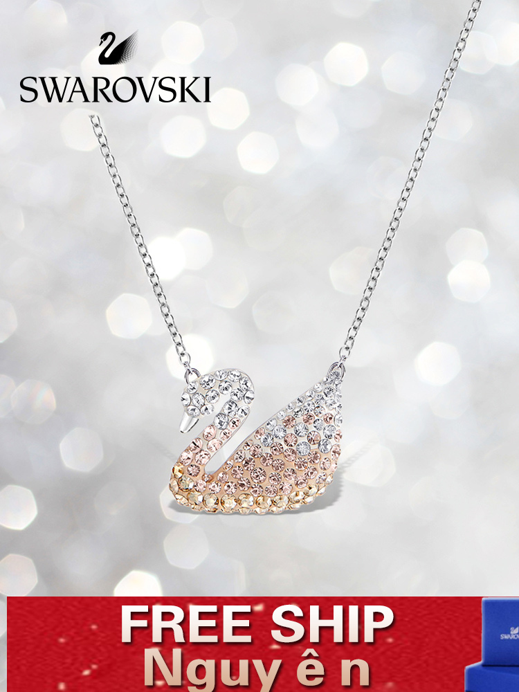 Dây Chuyền Mặt Hình Thiên Nga Pha Lê Màu Gradient Thời Trang