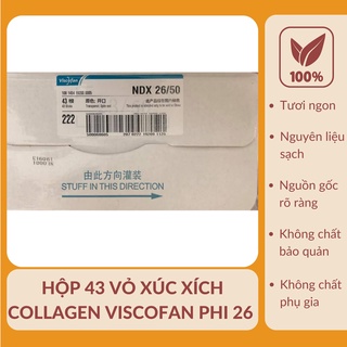 Hộp 43 vỏ xúc xích collagen viscofan mã ndx ndxc phi 26 làm xúc xích tiện lợi thơm ngon tiết kiệm thời gian hàng chuẩn