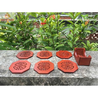 Đế lót ly gỗ chữ Thọ
