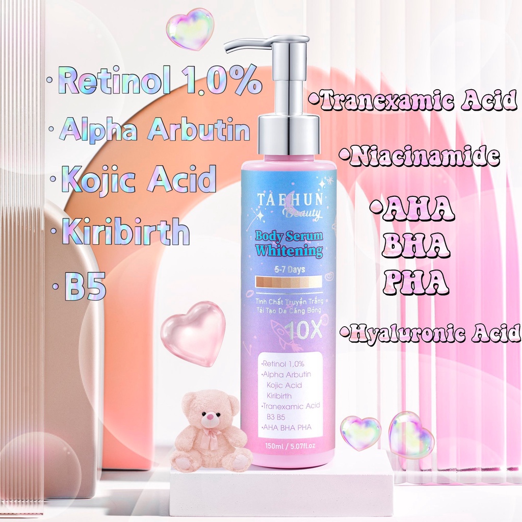 Serum Body Retinol Cao Cấp Tinh Chất Truyền Trắng Tái Tạo Da Căng Bóng 10x 150ml.