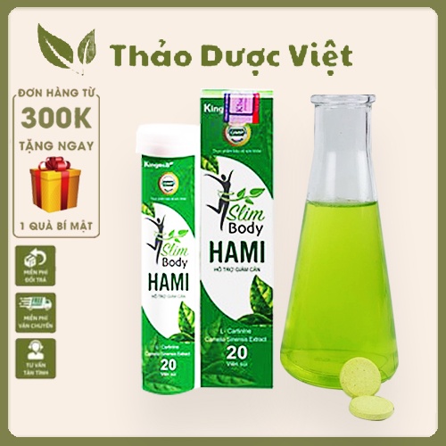 Viên sủi giảm cân Slim Body Hamii 20 viên giảm mỡ bụng toàn thân nhanh tại nhà cải thiện vóc dáng - 1 liệu trình 4 hộp