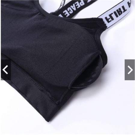 ÁO BRA CAO CẤP + ÁO BRA NÂNG NGỰC CÓ MÚT CHẤT LIỆU NYLON TẬP GYM HAI DÂY CHÉO LƯNG HỌA TIẾT DÒNG CHỮ - MÃ 1301 | BigBuy360 - bigbuy360.vn