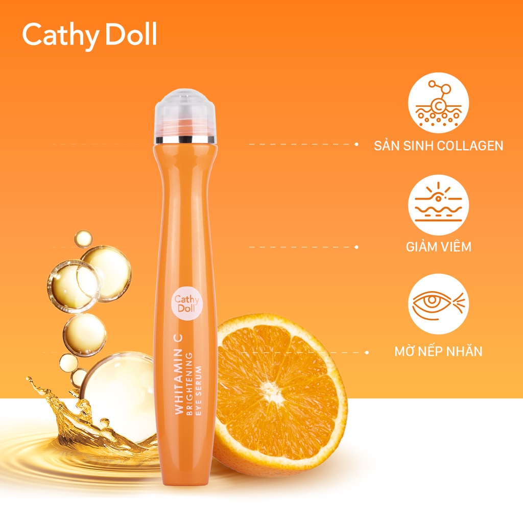 Cathy Doll Cây lăn mắt dưỡng trắng da mờ thâm Whitamin C Brightening Eye Serum 15ml