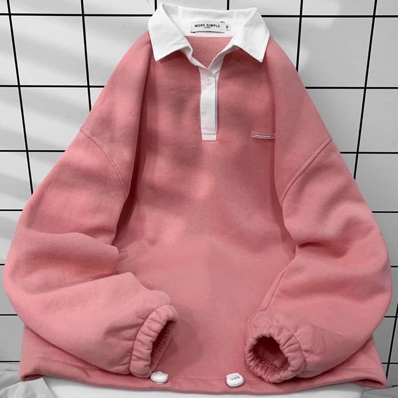 Sweater Polo MOZY, Phối Cổ Trắng Form Rộng Ulzzang Nam nữ unisex  Áo Sweater có cổ JayStoree2