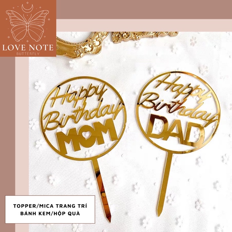 Topper/Tấm nhựa mica trang trí bánh kem sinh nhật, hộp quà tặng