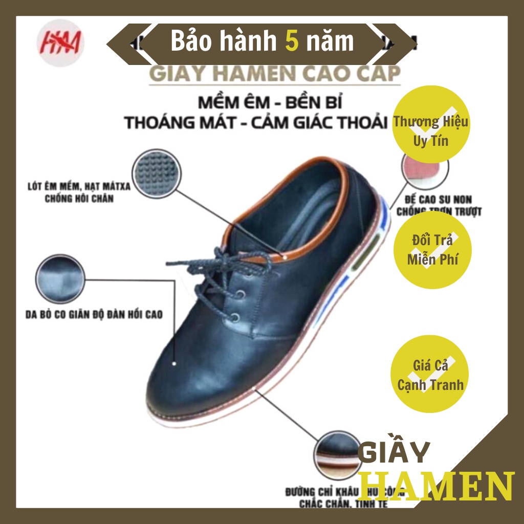 Giày Lười Nam Da Bò,Giày Da Nam Cao Cấp  Hamen MSKT08 ,Đế Khâu Da Bò Êm Mềm, Bảo hành nổ da 12 tháng