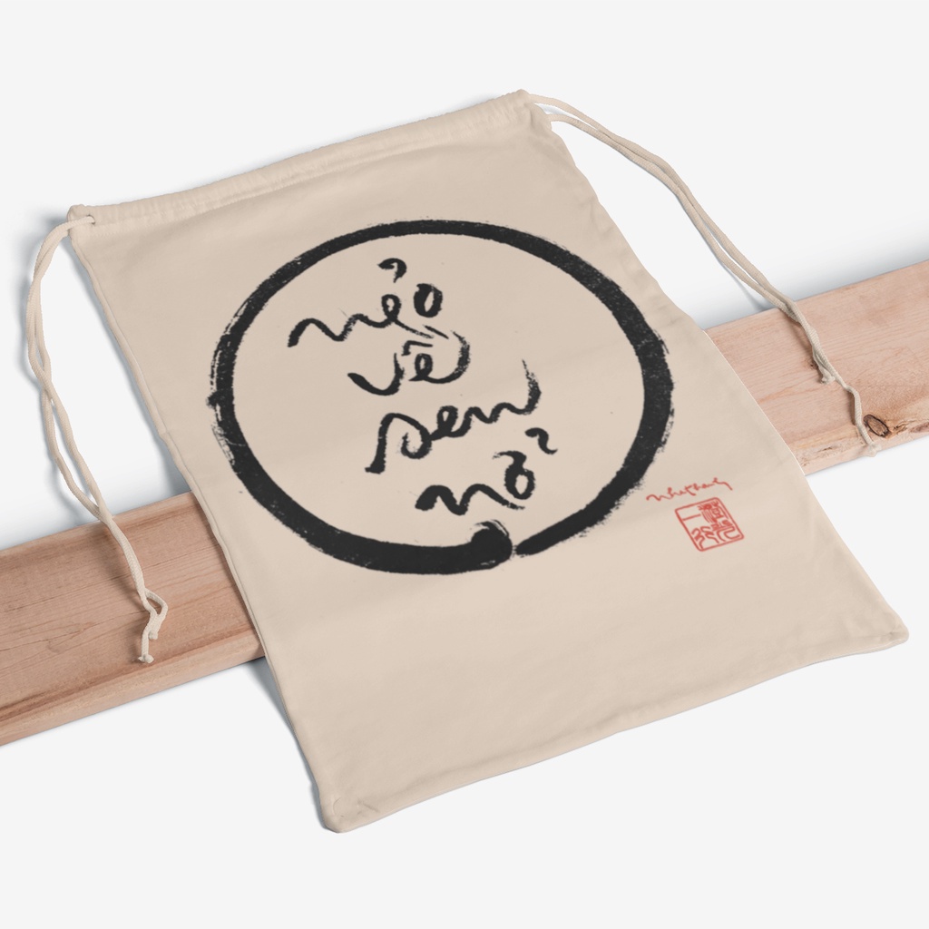 TÚI VẢI CANVAS RÚT MIỆNG MINI - THƯ PHÁP THÍCH NHẤT HẠNH
