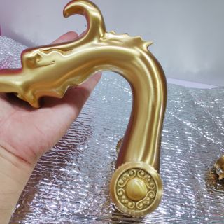 Vòi lavabo nóng lạnh đồng thau bóng đầu rồng chạm khắc MD-221CK