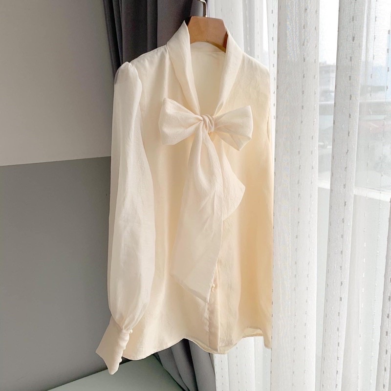 Áo sơ mi tay bồng cổ nơ khuy ngọc tiểu thư 2 lớp mặc tết, đi làm cực xinh /Hàng loại1 [Kèm Ảnh thật 100%] . GIÁ TỐT NHẤT | BigBuy360 - bigbuy360.vn