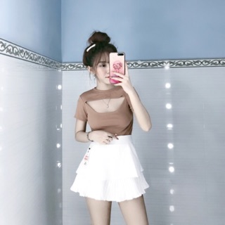 Set bò chân váy dập ly