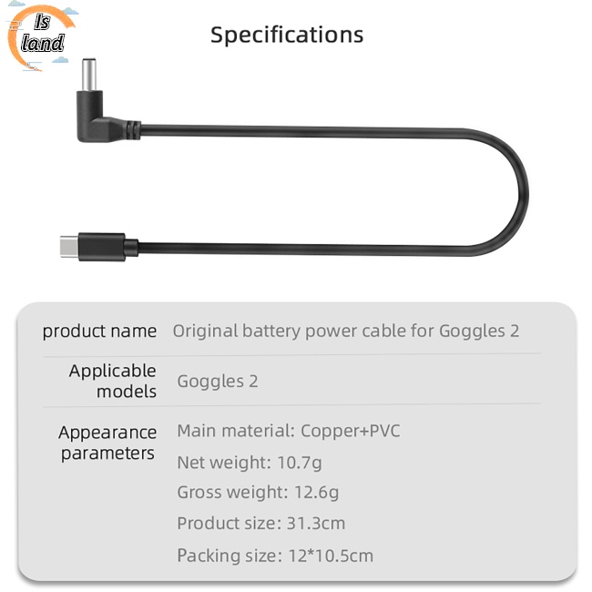 Dây Cáp Nguồn Pin Kèm Kẹp Phía Sau Chuyên Dụng Cho Dji Avata Goggles 2