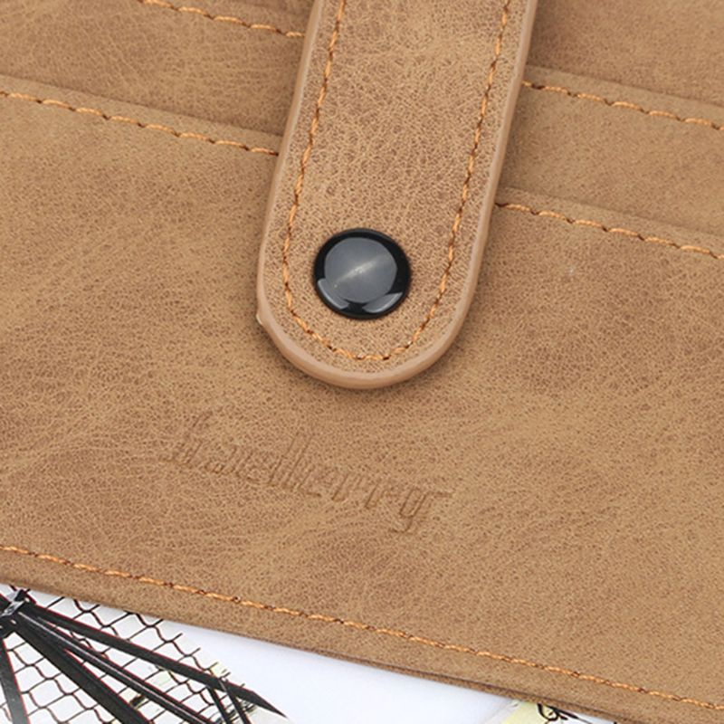 Ví đựng thẻ bằng da mỏng có nút bấm phong cách doanh nhân retro cho nam