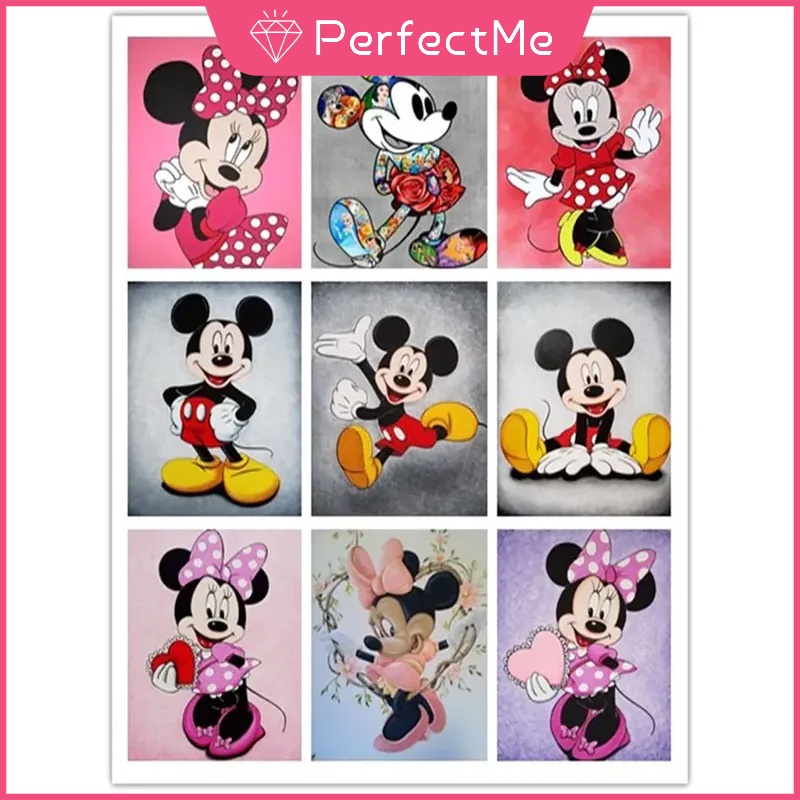 Bộ tranh đính đá 5D họa tiết Mickey dễ thương độc đáo kích thước 30x40cm DIY dùng trang trí nhà cửa