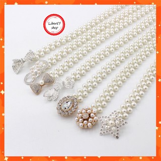 Thắt Lưng Nữ - Belt Váy - Đai Váy Giả Ngọc Trai Mặt Giả Đính Đá Sáng Bóng Bản 2cm Co Giãn Siêu Nữ Tính