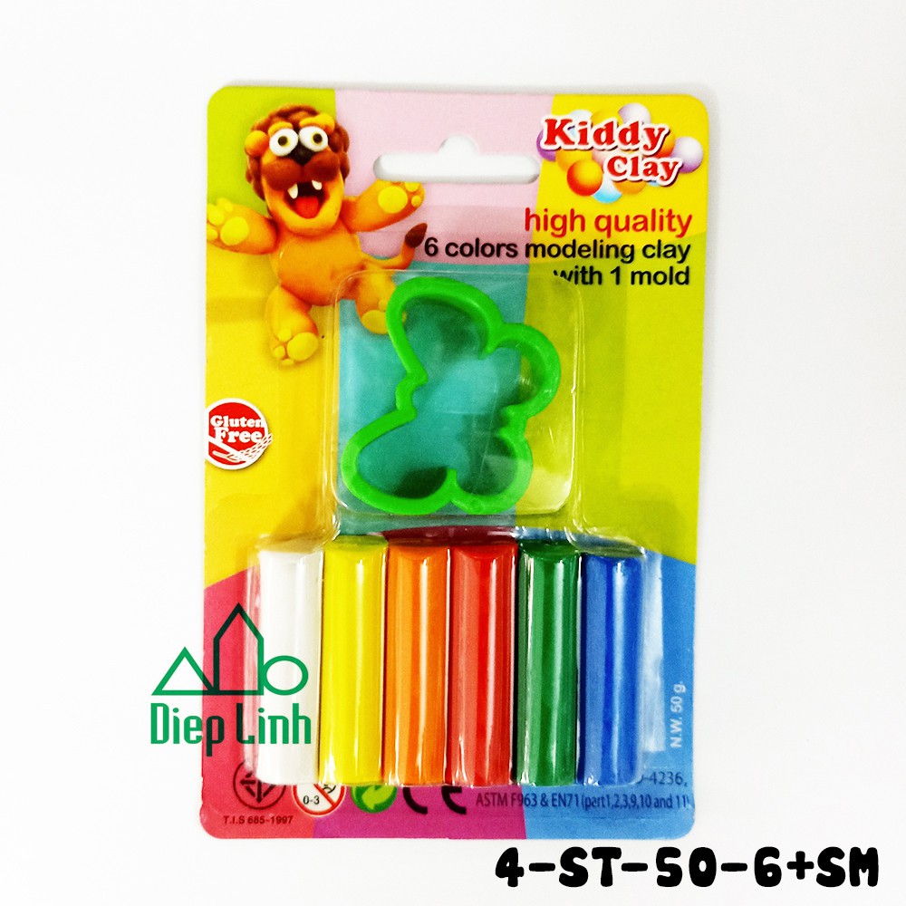 Bộ đất sét nặn 12 màu Kiddy Clay Thái Lan