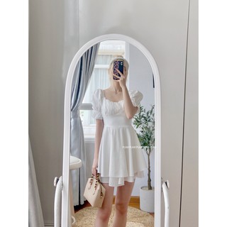 Đầm jump trắng cột nơ freesize Pumi