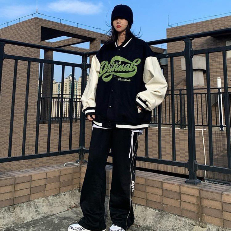 Áo Khoác Bóng Chày Dáng Rộng Phong Cách Hàn Quốc Thời Trang Cho Nam Nữ