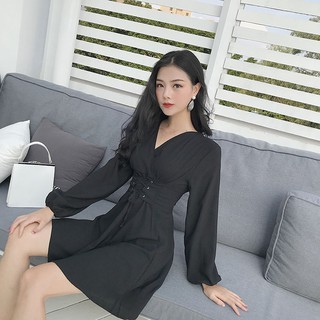 Đầm ulzzang cột dây eo basic - u.w