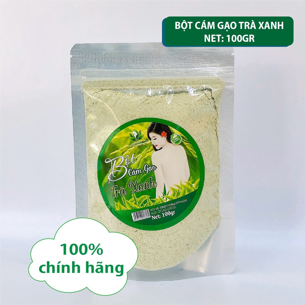 Bột cám gạo trà xanh làm da trắng hồng tự nhiên 100gr