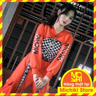 Áo hoodie croptop khoét ngực Không kèm dây xích Michiki phong cách Ulzzang - Hàng thiết kế cao cấp