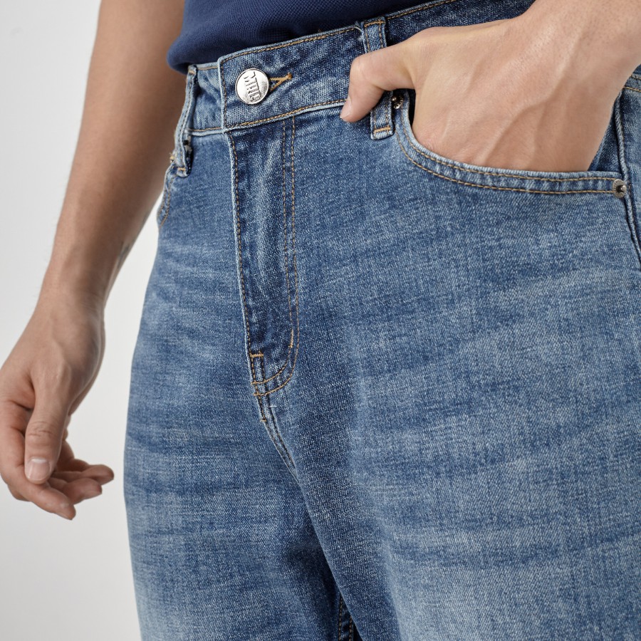 Quần jean dài nam cao cấp xanh denim MRC 085-SN chất cotton cao cấp, form ôm vừa vặn, tôn dáng, trẻ trung - CUONG STORE | BigBuy360 - bigbuy360.vn