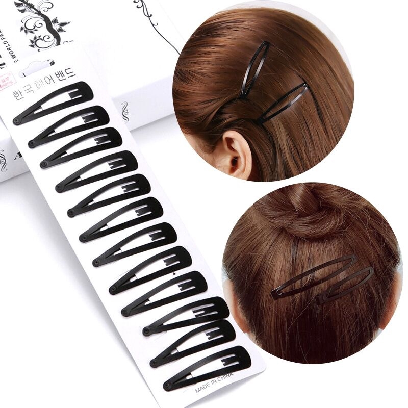 Bộ 12 cây kẹp tóc màu trơn xinh xắn cho bạn nữ