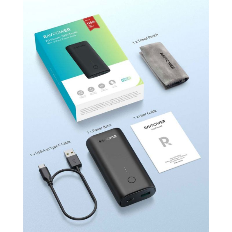 😍 Lõi PIN LG21700 😍Sạc dự phòng 10000mAh hỗ trợ sạc nhanh PD QC 3.0 18W RAVPower RP-PB205