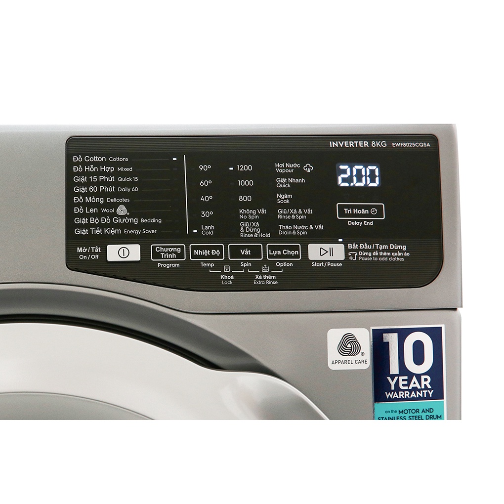 Máy giặt Electrolux Inverter 8 kg EWF8025CQSA
