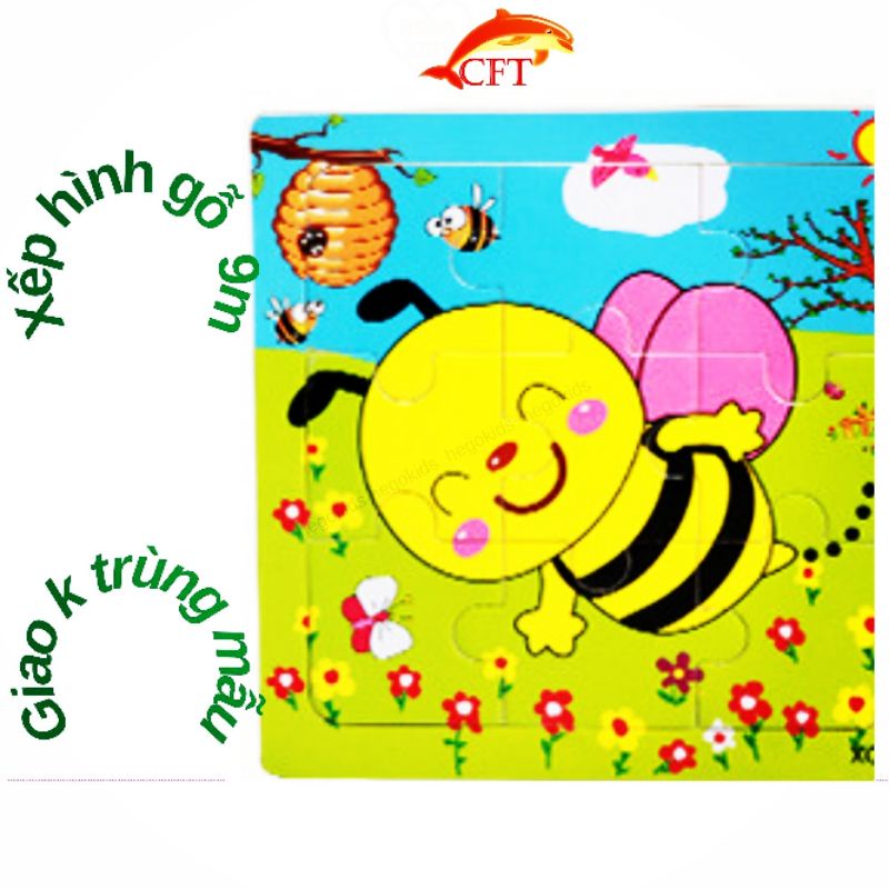 Xếp hình gỗ 9m puzzle tranh ghép hình gỗ cho bé 2 tuổi