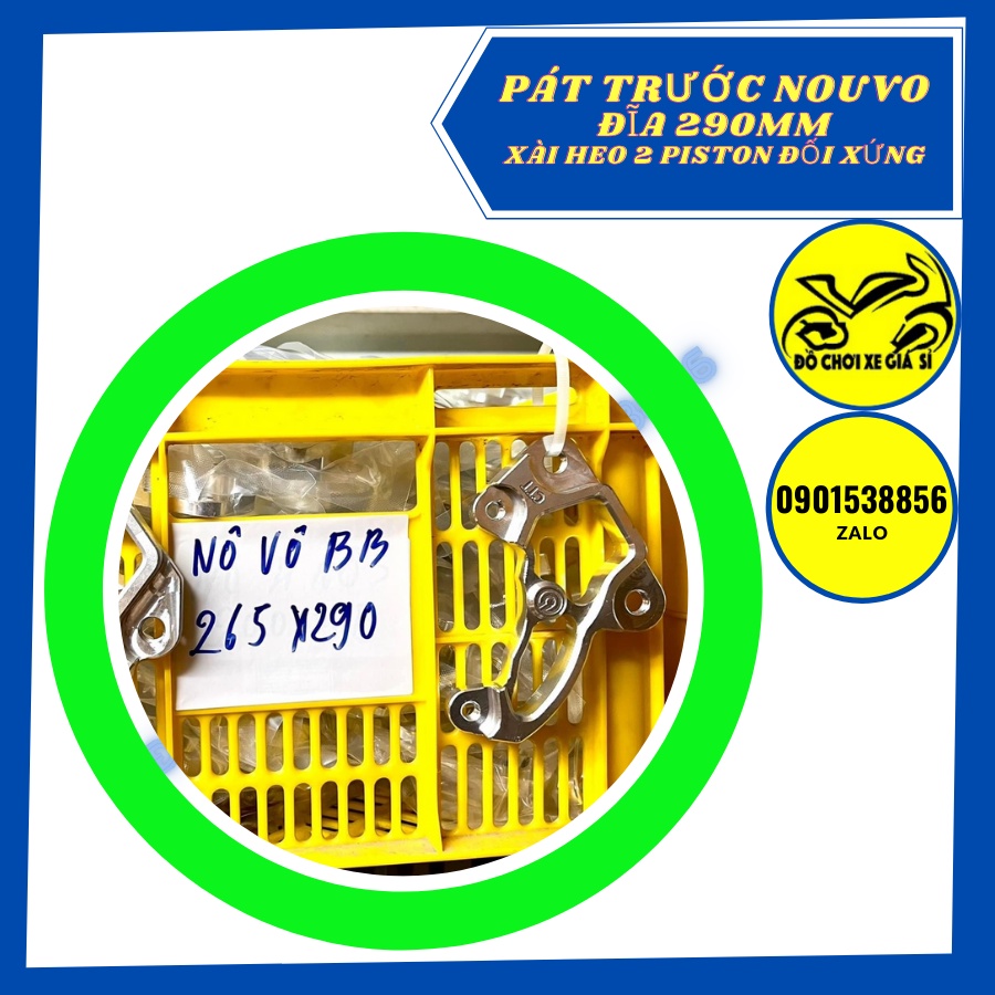 Pát trước Nouvo 4-5 đĩa 290mm xài heo 2 piston đối xứng Nissin, Fando, Adelin