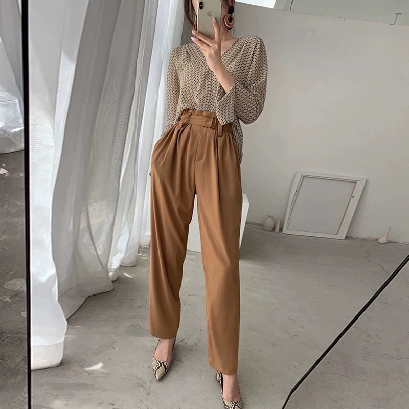 MS703 Áo sơ mi voan nữ dài tay cổ tim hoạ tiết sang trọng