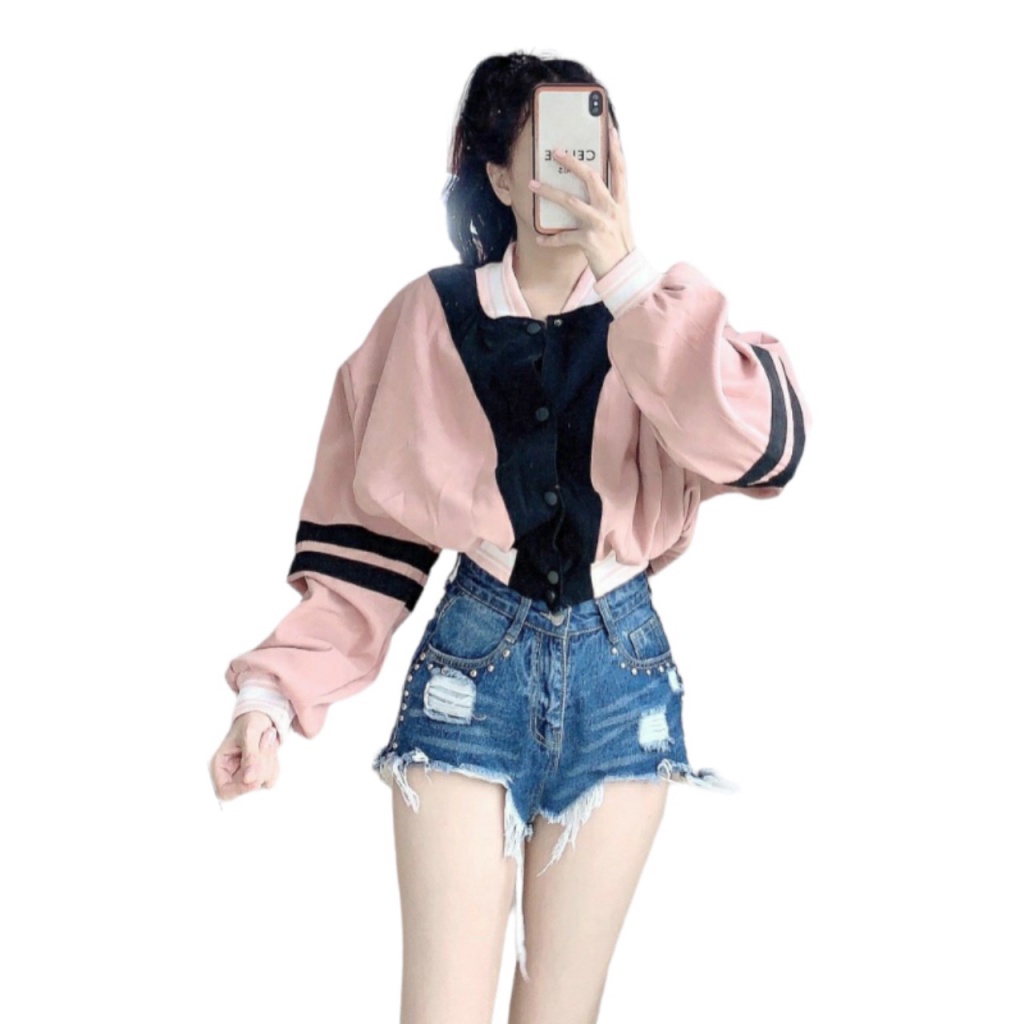 Áo Khoác Bomber Nữ Form Lửng Phối Màu In Chữ Cực Xinh Mẫu Mới Cực HOT  - ĐĂNG QUANG CLOTHER