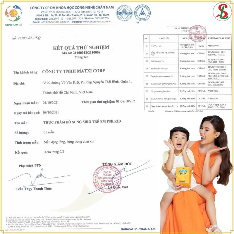 Siro ăn ngon PSK KID giúp bé tăng cân tăng đề kháng hỗ trợ tiêu hóa chính hãng MatxiCorp Hộp 600g 30gói