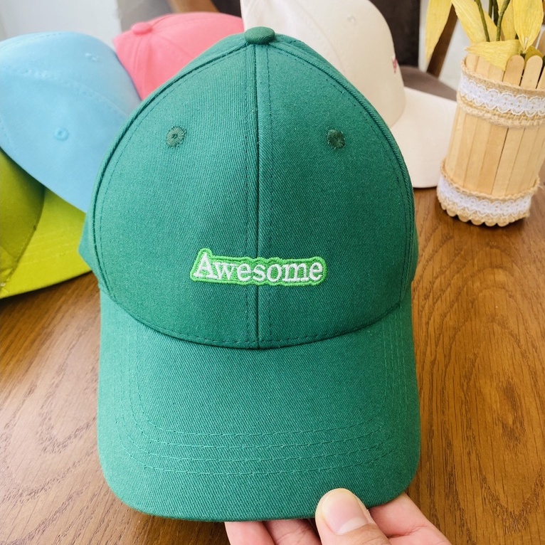 Nón kết lưỡi trai thêu chữ Awesome phong cách Ulzzang Hàn Quốc form unisex cho nam nữ mã N3
