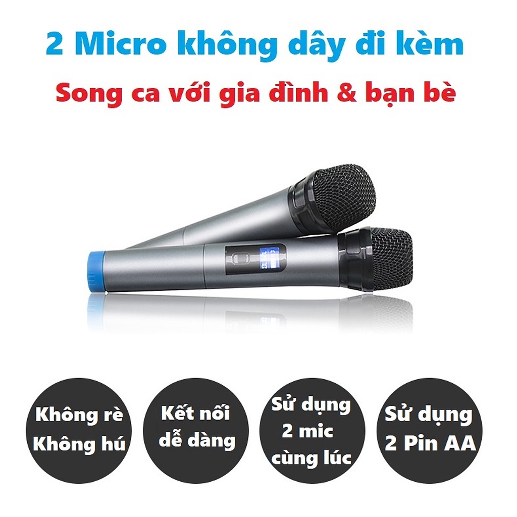 Loa thanh 5.1 nghe nhạc kết nối Bluetooth Amoi L5 Kèm 2 Micro karaoke không dây - Hàng nhập khẩu