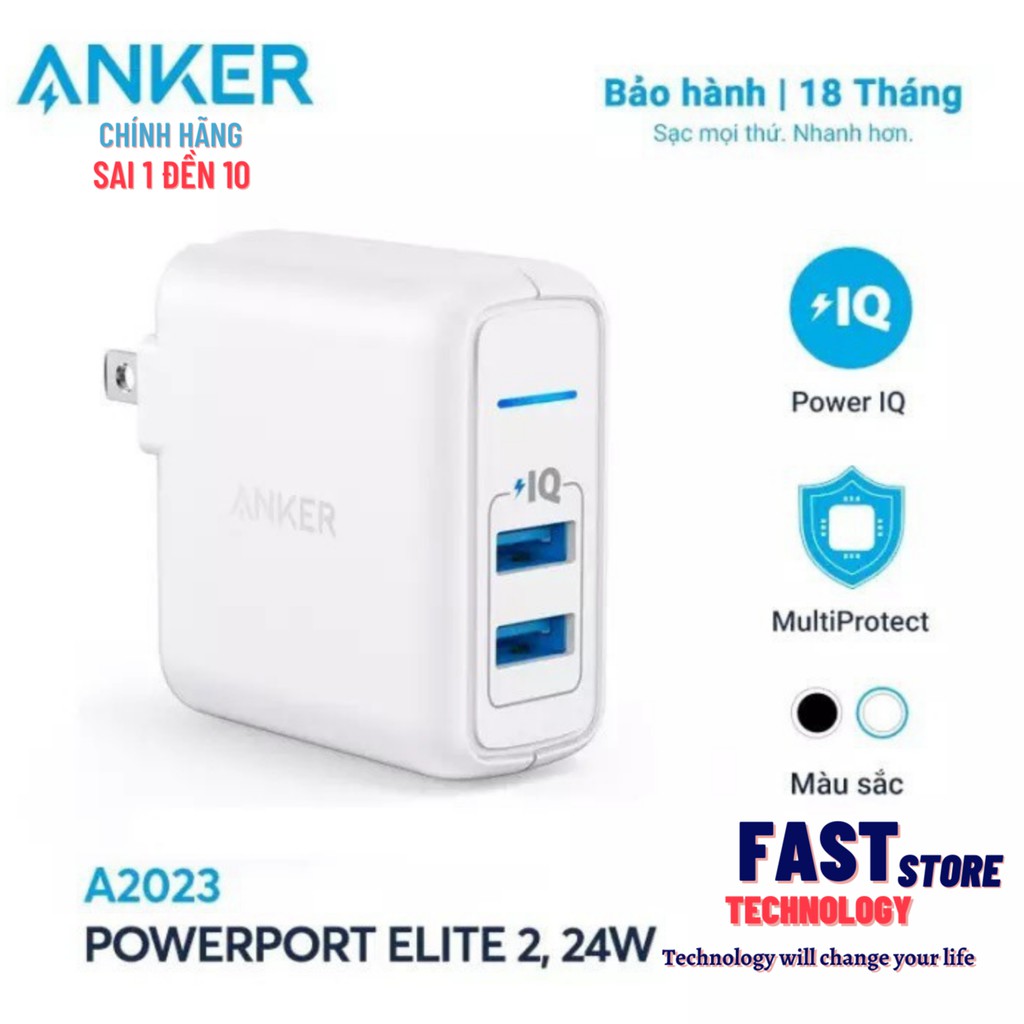 [Chính hãng] Sạc nhanh Anker PowerPort Elite 2, 24w - A2023